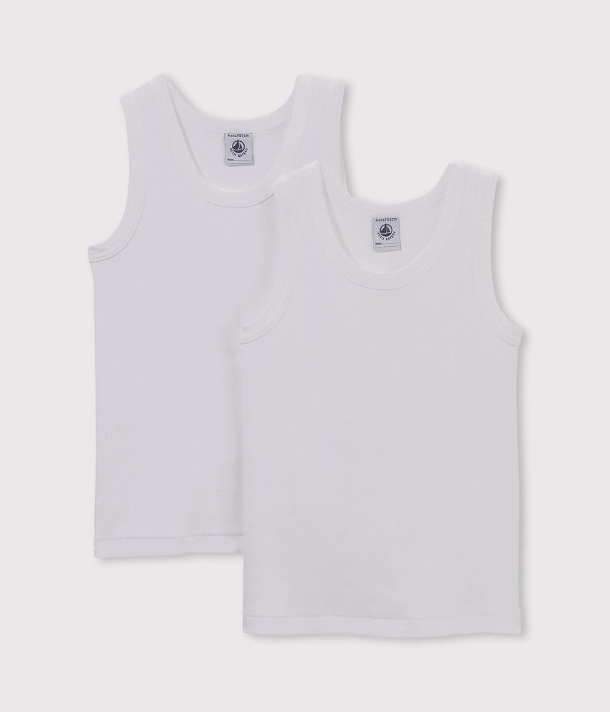 SET OF 2 LITTLE BOYS' PLAIN WHITE VESTS