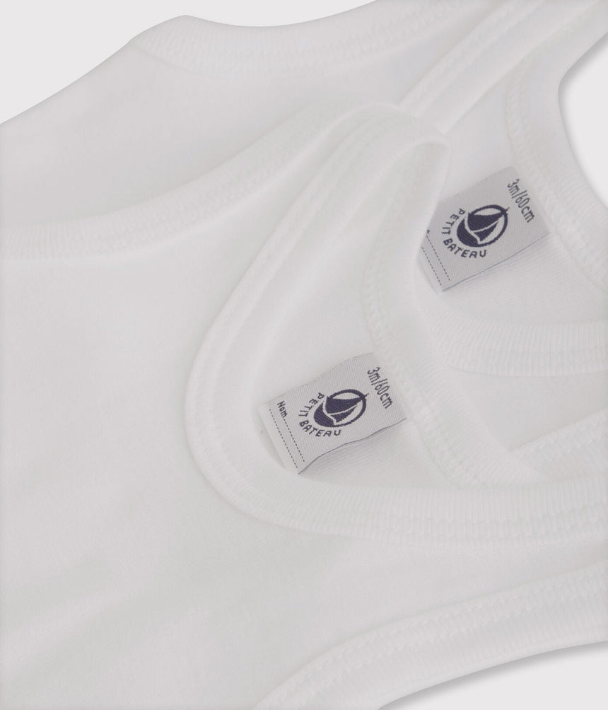 SET OF 2 BABY BOYS' SLEEVELESS WHITE BODYSUITS