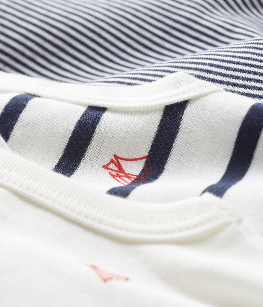 BABIES STRIPY SLEEVELESS COTTON BODYSUITS - 3-PACK