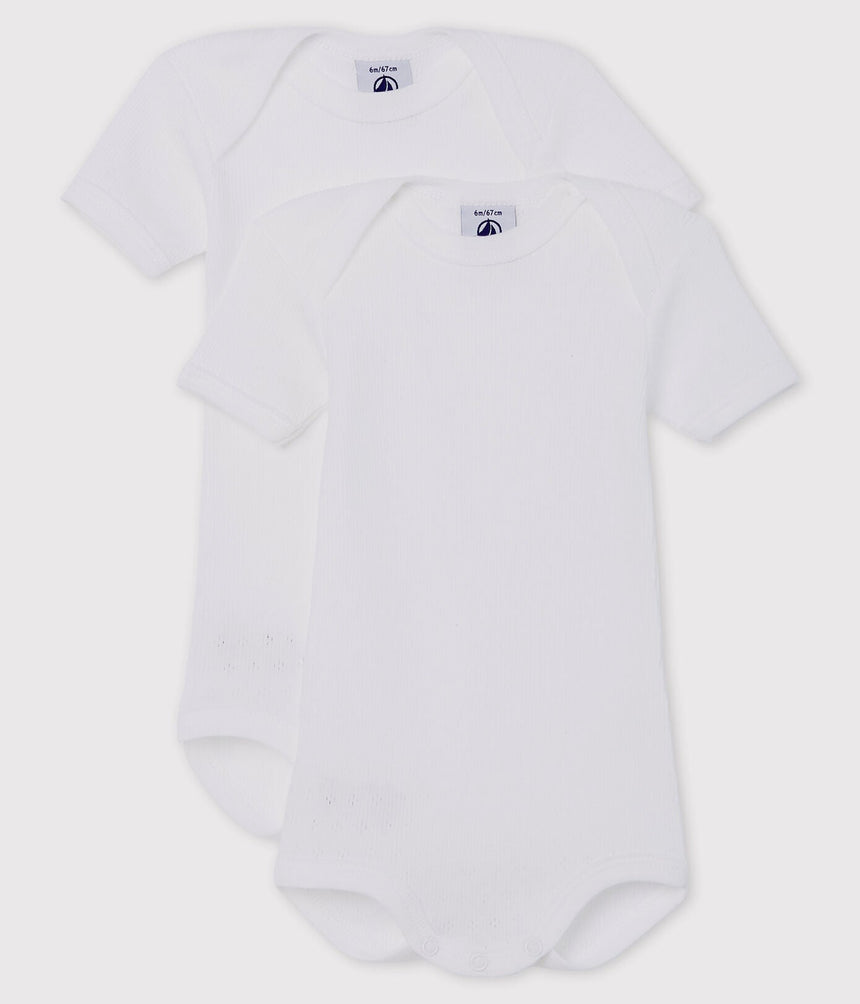 BABIES WHITE SHORT-SLEEVED BODYSUIT -2-PACK