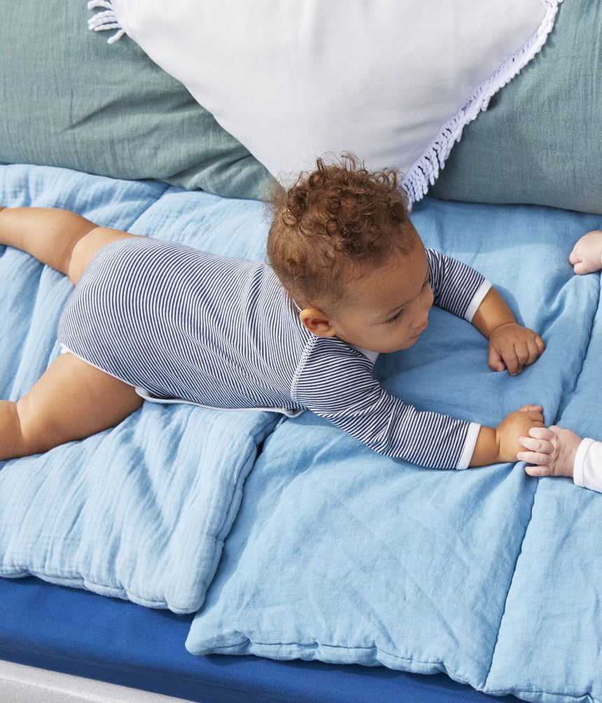 BABIES' LONG-SLEEVED STRIPY COTTON BODYSUITS - 3-PACK