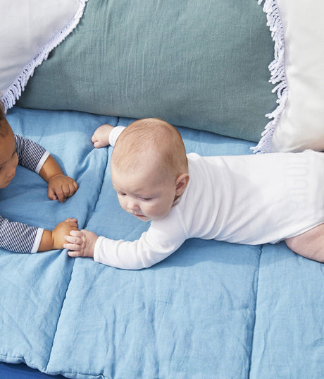 BABIES' LONG-SLEEVED STRIPY COTTON BODYSUITS - 3-PACK