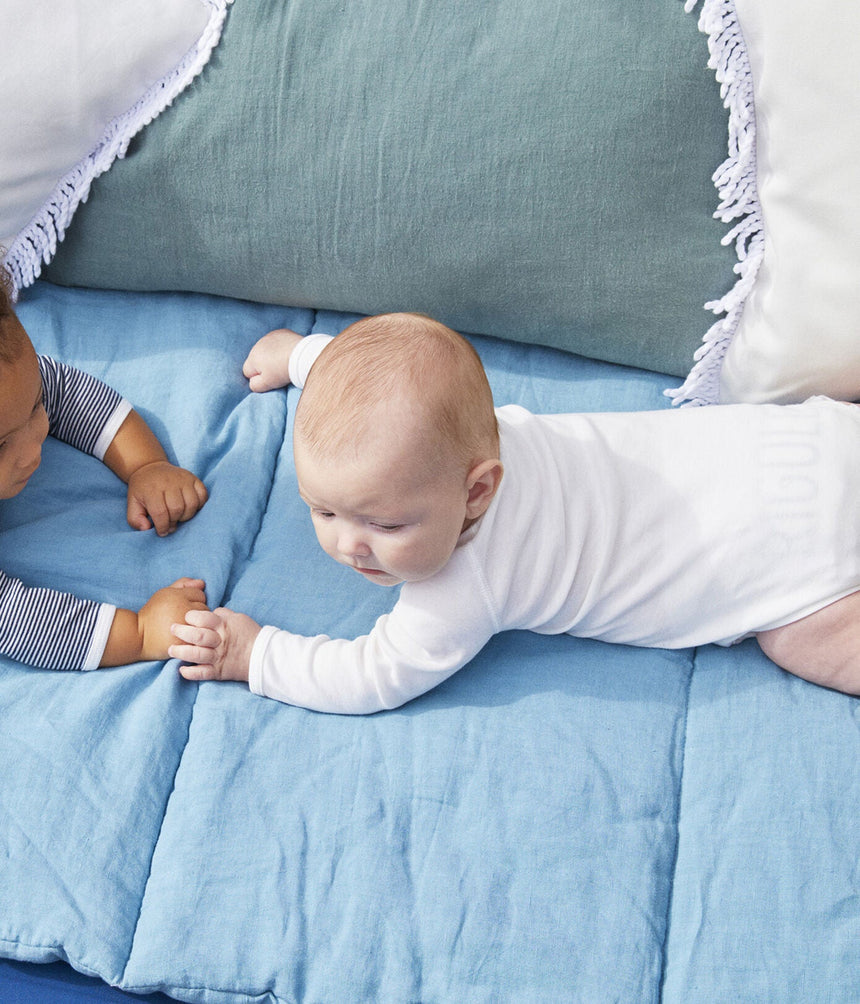 BABIES' LONG-SLEEVED STRIPY COTTON BODYSUITS - 3-PACK