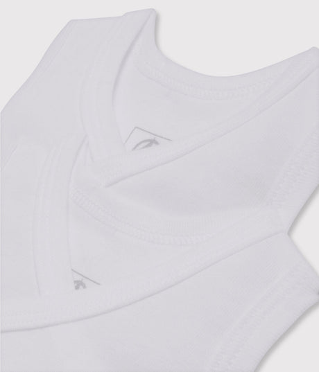 SET OF 2 BABIES' WHITE SLEEVELESS NEWBORN BODYSUITS