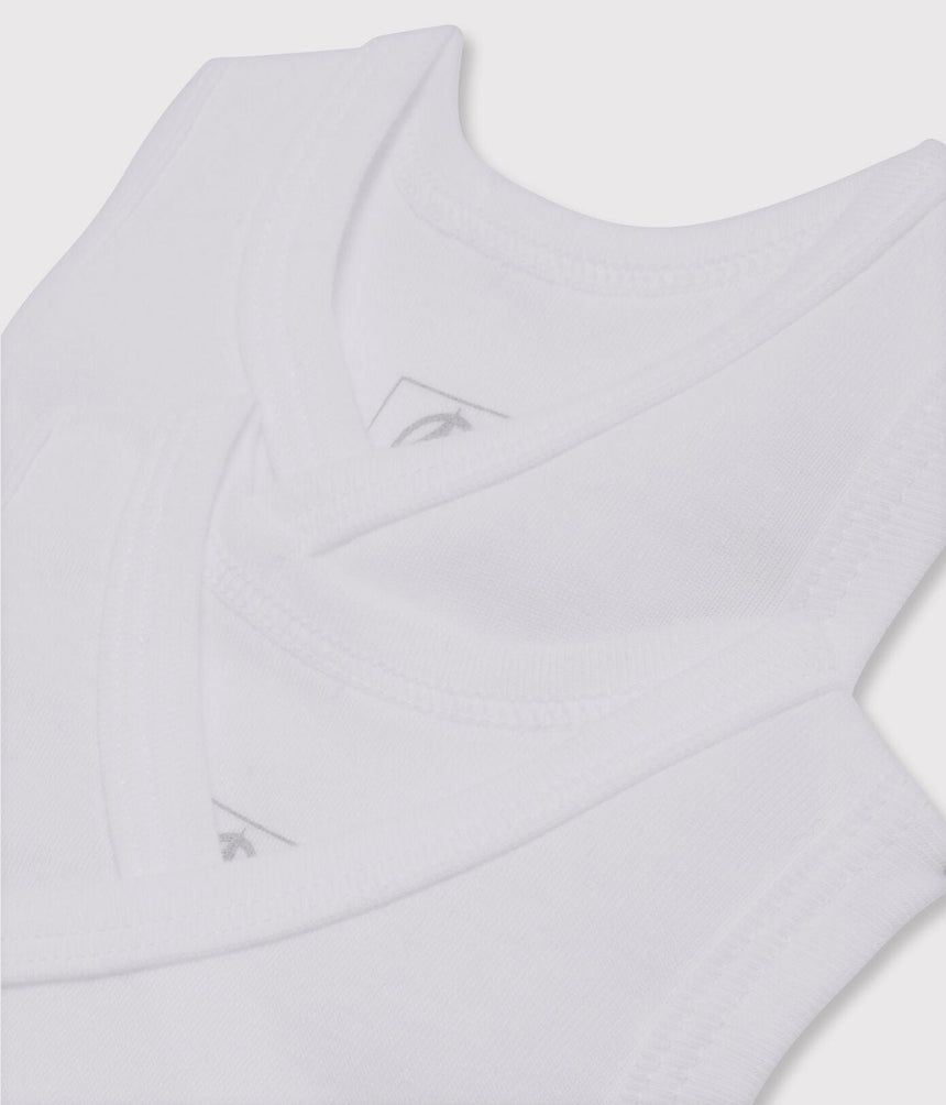 SET OF 2 BABIES' WHITE SLEEVELESS NEWBORN BODYSUITS