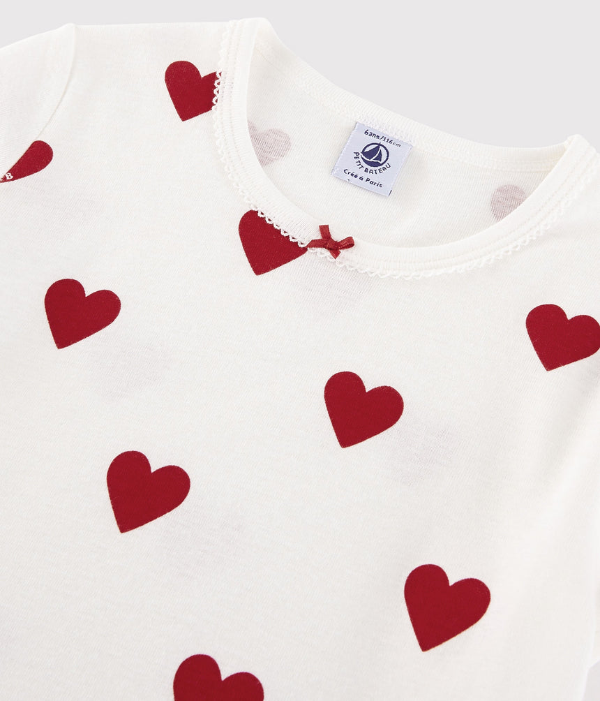 GIRLS' HEART PATTERN ORGANIC COTTON NIGHTDRESS
