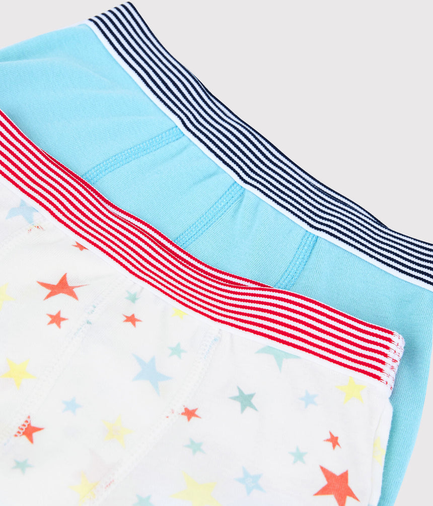 BOYS' MULTICOLOURED STARRY ORGANIC COTTON BOXER SHORTS -2-PACKS