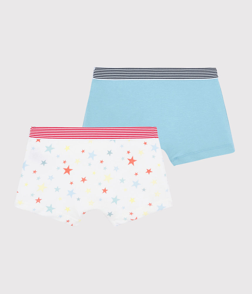 BOYS' MULTICOLOURED STARRY ORGANIC COTTON BOXER SHORTS -2-PACKS