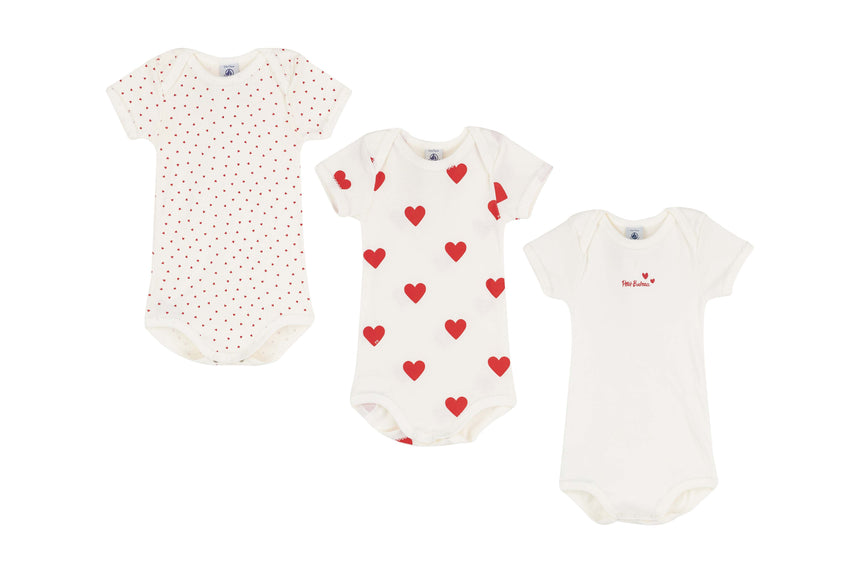 BABY GIRLS' SHORT-SLEEVED BODYSUIT - 3-PIECE SET