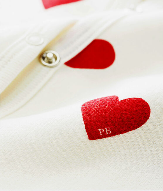 BABIES' RED HEART PATTERN ORGANIC COTTON FLEECE SLEEPSUIT