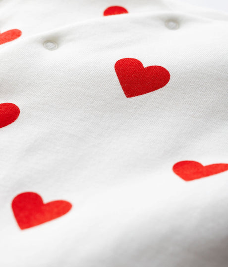 BABY GIRLS' RED HEART PATTERN ORGANIC COTTON JUMPSUIT