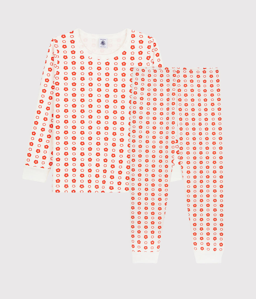 CHILDREN'S FITTED FLORAL FLECEE PRINT PYJAMAS