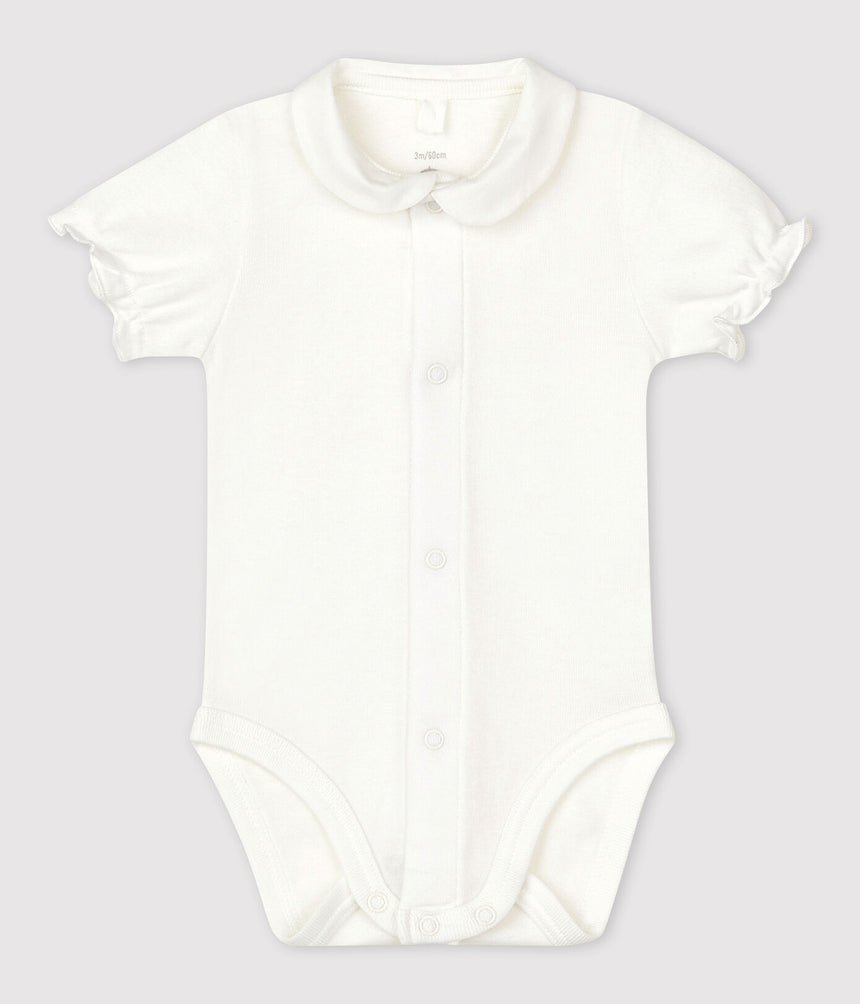 BABIES SHORT-SLEEVED ORGANIC COTTON BODYSUIT WITH COLLAR