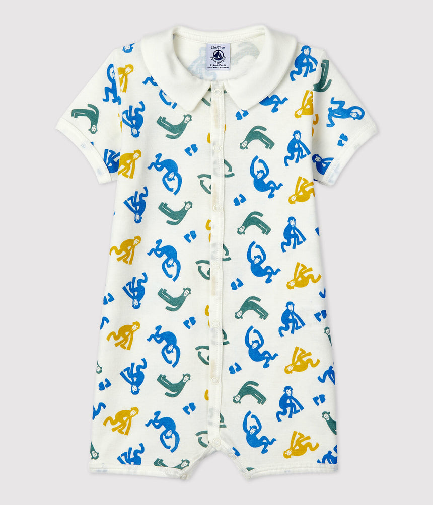 BABIES GLOW IN THE DARK MONKEY THEMED COTTON PLAYSUIT