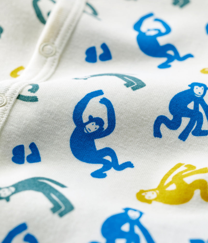 BABIES GLOW IN THE DARK MONKEY THEMED COTTON PLAYSUIT