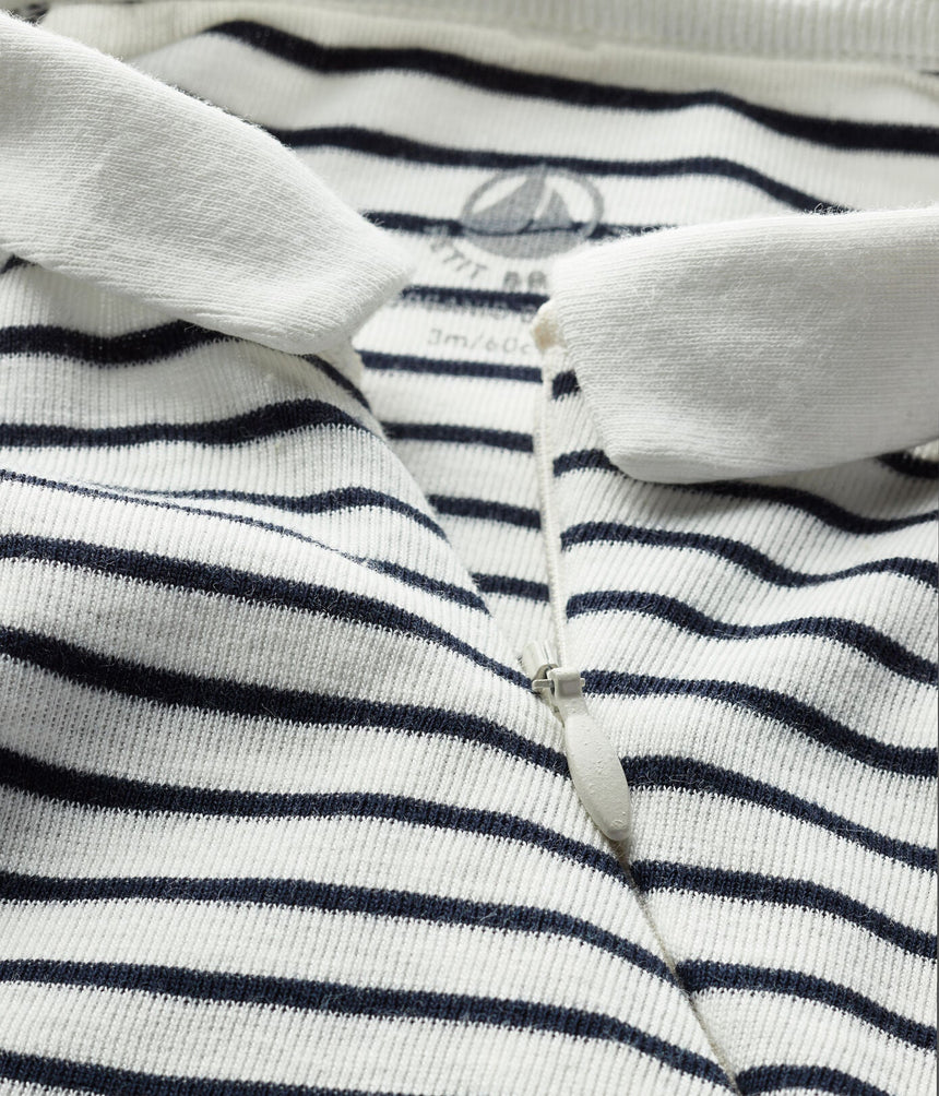 BABIES' SALIOR STRIPED ORGANIC COTTON SLEEPSUIT