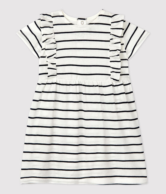 BABIES' SHORT-SLEEVED STRIPED JERSEY DRESS