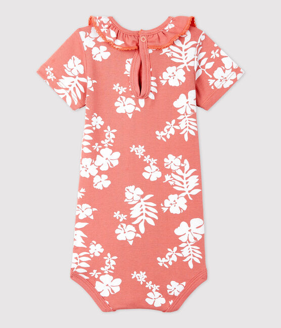 BABIES COTTON HAWAII PRINT BODYSUIT WITH RUFFLE COLLAR