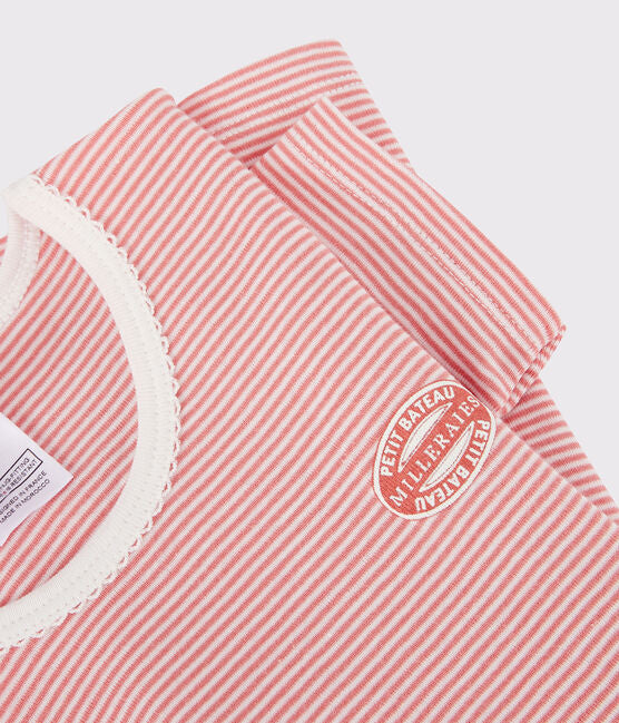 GIRLS' PINK PINSTRIPED ORGANIC COTTON SHORT PYJAMAS