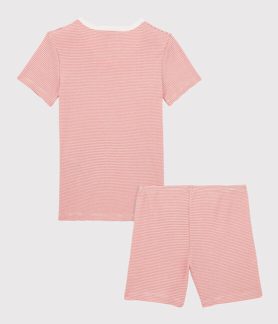 GIRLS' PINK PINSTRIPED ORGANIC COTTON SHORT PYJAMAS