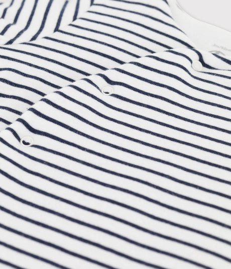 BABIES' STRIPED ORGANIC COTTON LONG PLAYSUIT