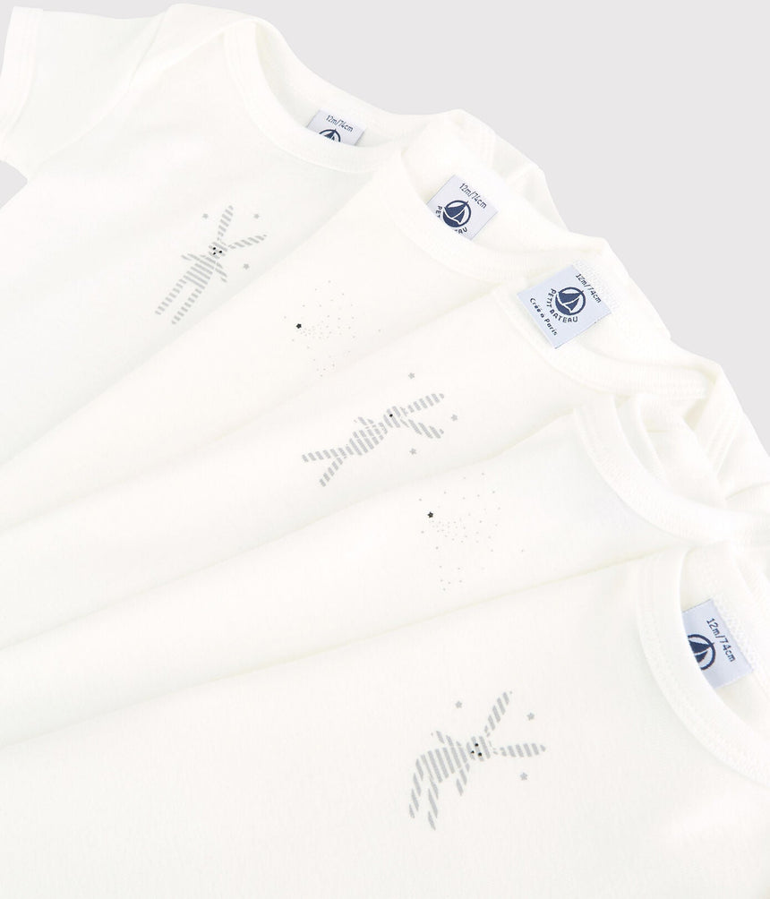 BABIES' RIB KNIT BODYSUITS - 5-PACK