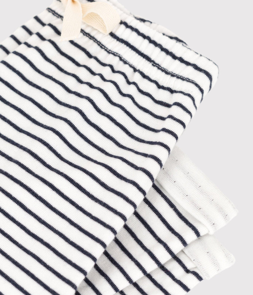 BABIES' SAILOR STRIPED COTTON TUBE KNIT TROUSERS