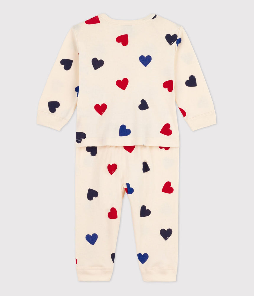 BABIES' HEART PATTERNED FOOTLESS COTTON SLEEPSUIT