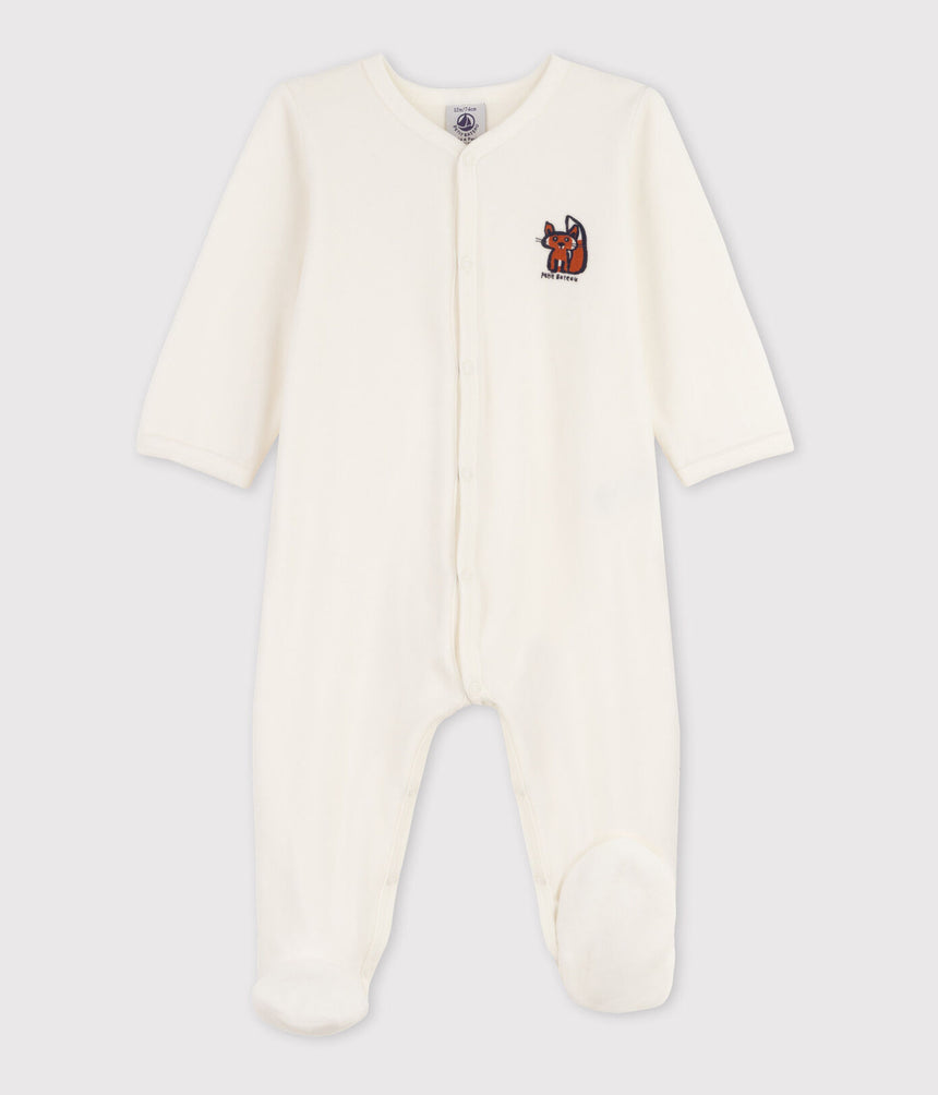 BABIES' SQUIRREL THEMED VELOUR SLEEPSUIT