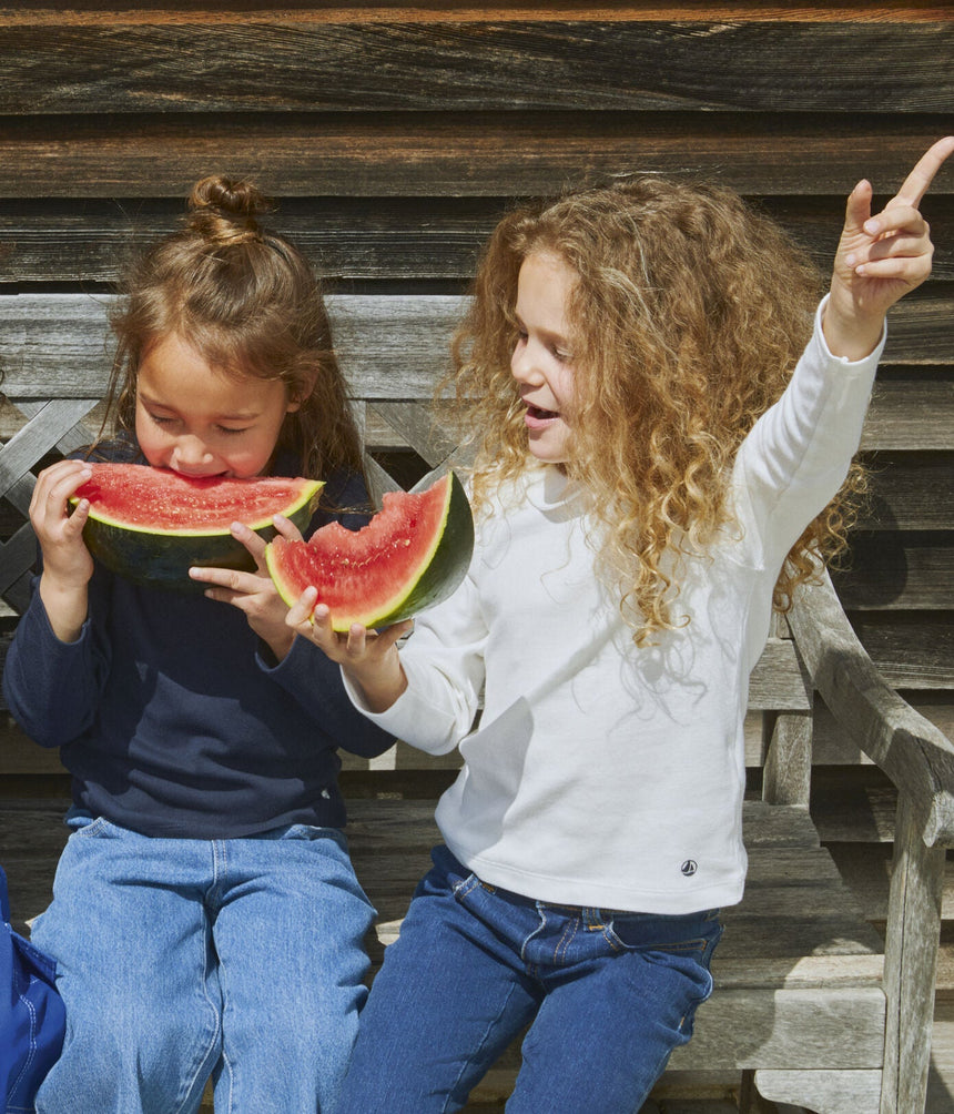 GIRLS' LONG-SLEEVED COTTON T-SHIRT