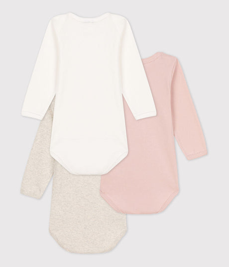 BABIES' LONG-SLEEVED COTTON BODYSUITS 3-PACK