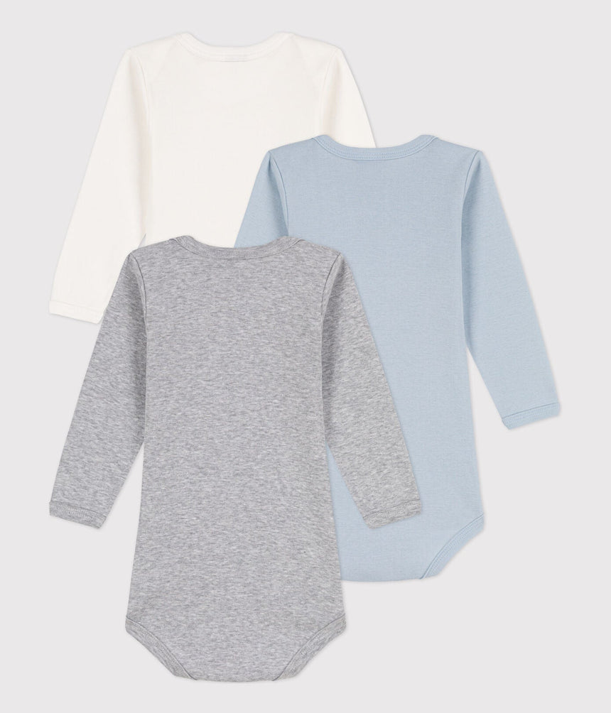 BABIES' LONG-SLEEVED COTTON BODYSUITS 3-PACK