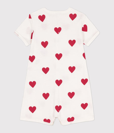 BABIES HEART PATTERNED COTTON PLAYSUIT