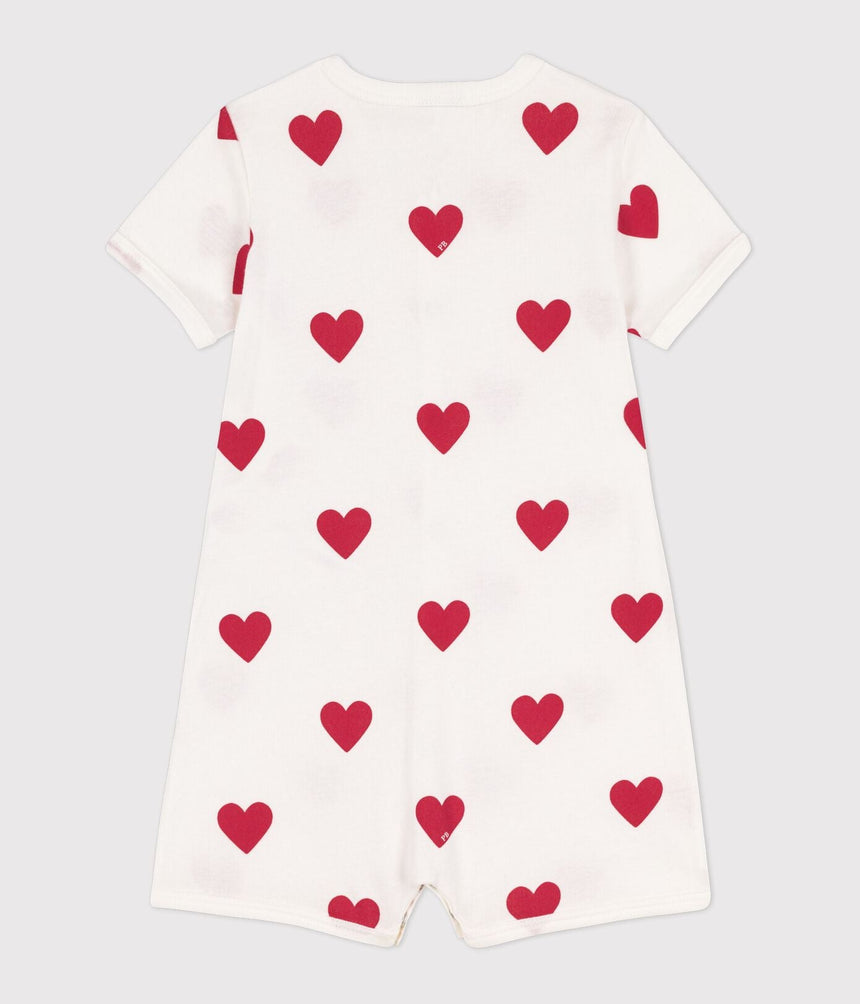 BABIES HEART PATTERNED COTTON PLAYSUIT