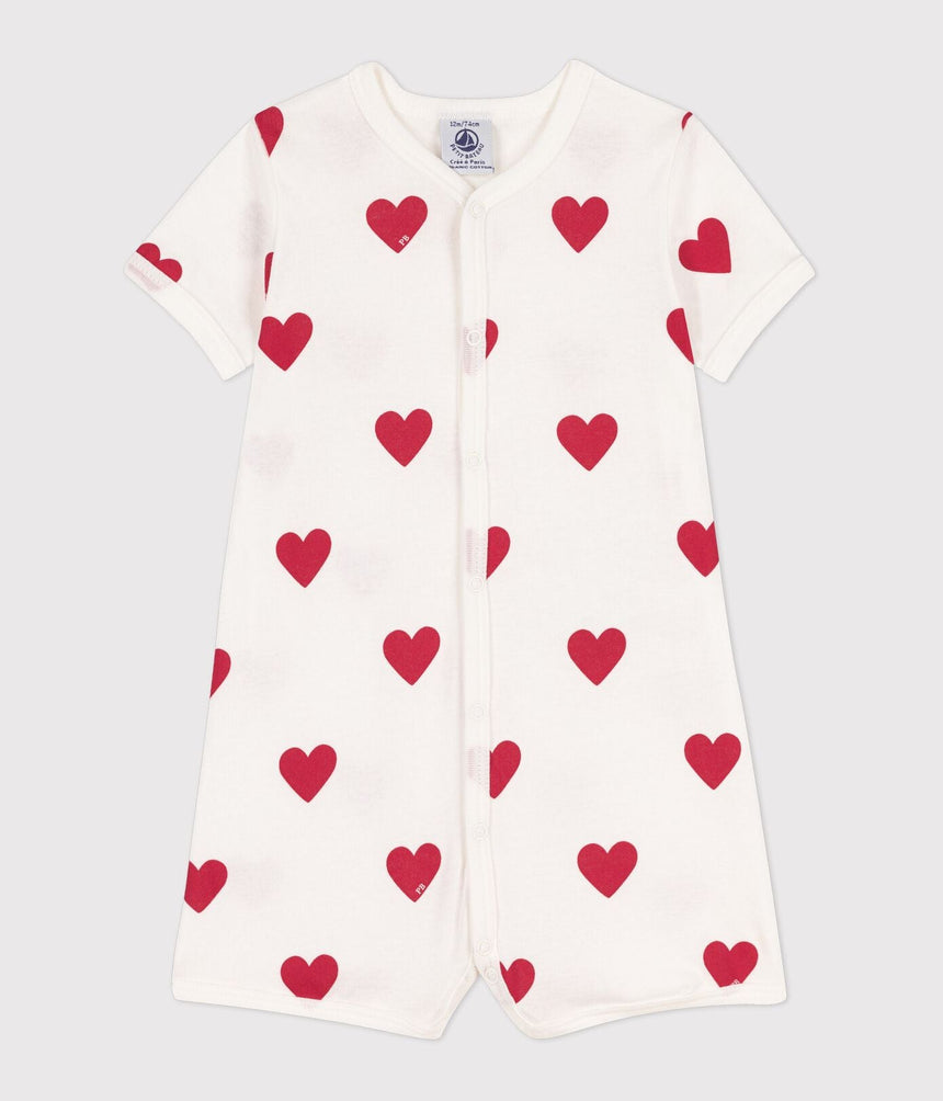 BABIES HEART PATTERNED COTTON PLAYSUIT