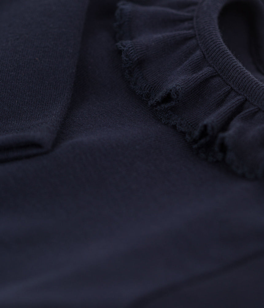 BABIES' LONG-SLEEVED COTTON BODYSUIT WITH RUFF COLLAR