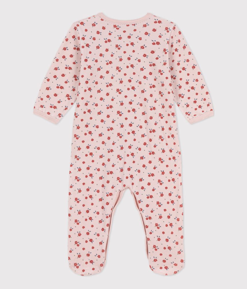 BABIES' FLORAL VELOUR SLEEPSUIT