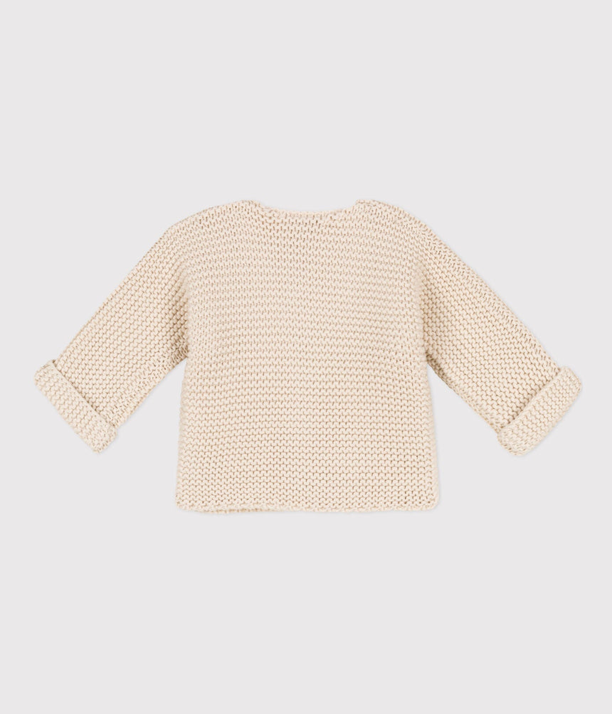 BABIES' MOSS STITCH COTTON CARDIGAN
