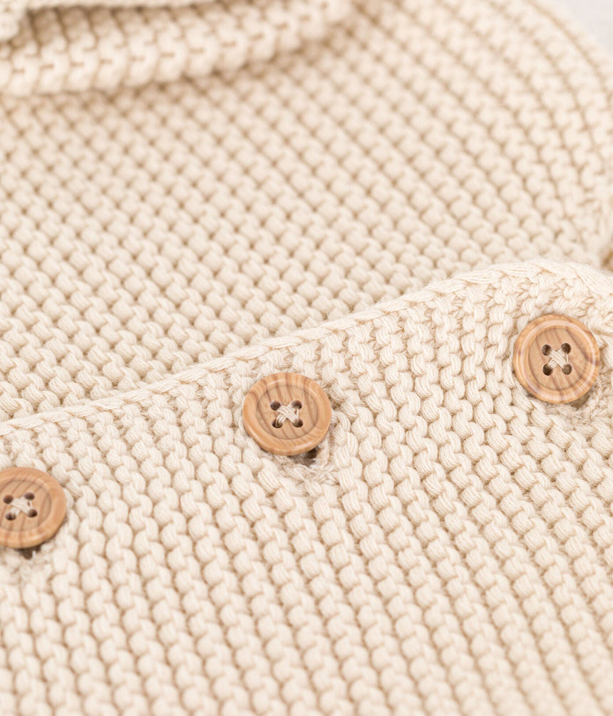 BABIES' MOSS STITCH COTTON CARDIGAN