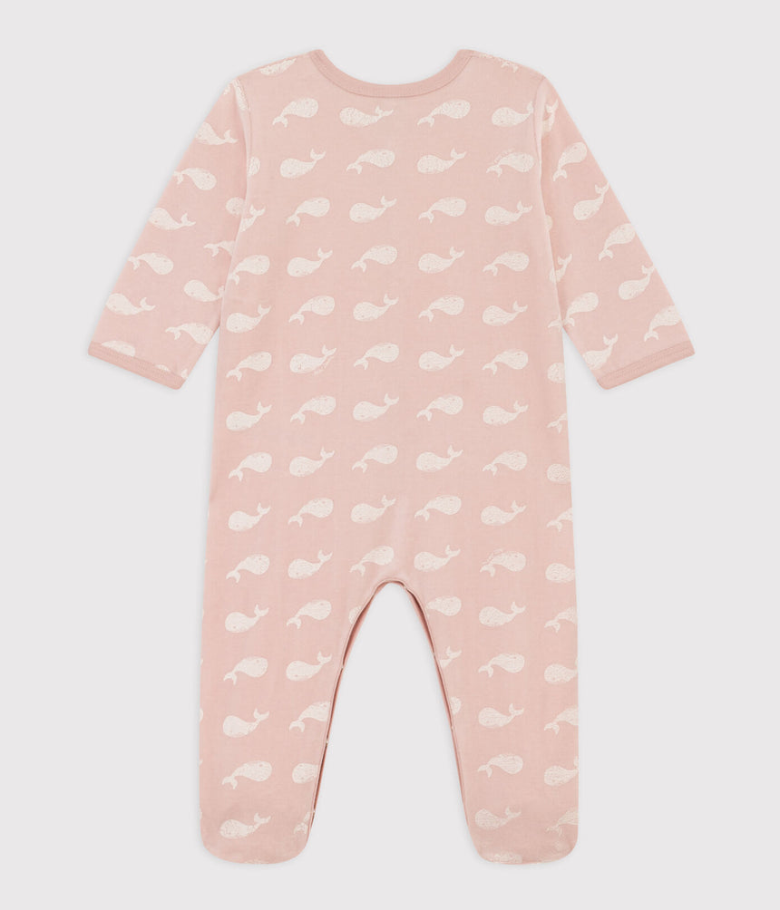 VELOUR PINK WHALE SLEEPSUIT