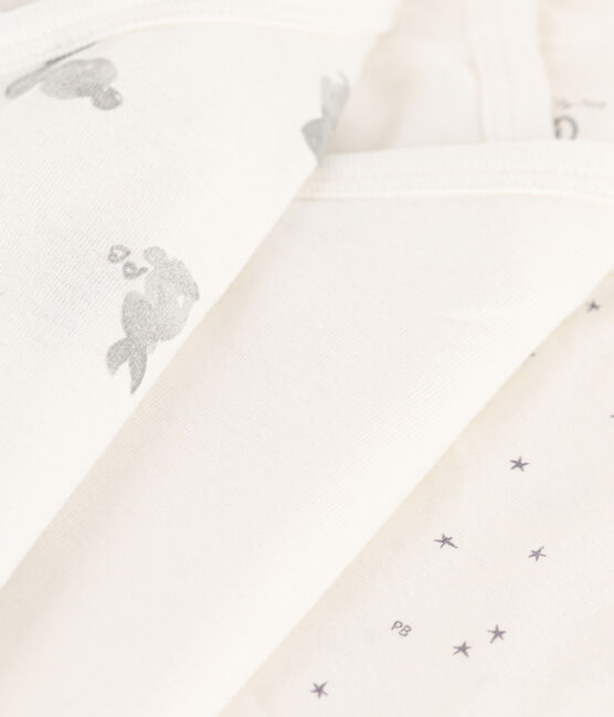 LONG-SLEEVED WRAPOVER RABBIT THEMED COTTON BODYSUIT - 3-PACK