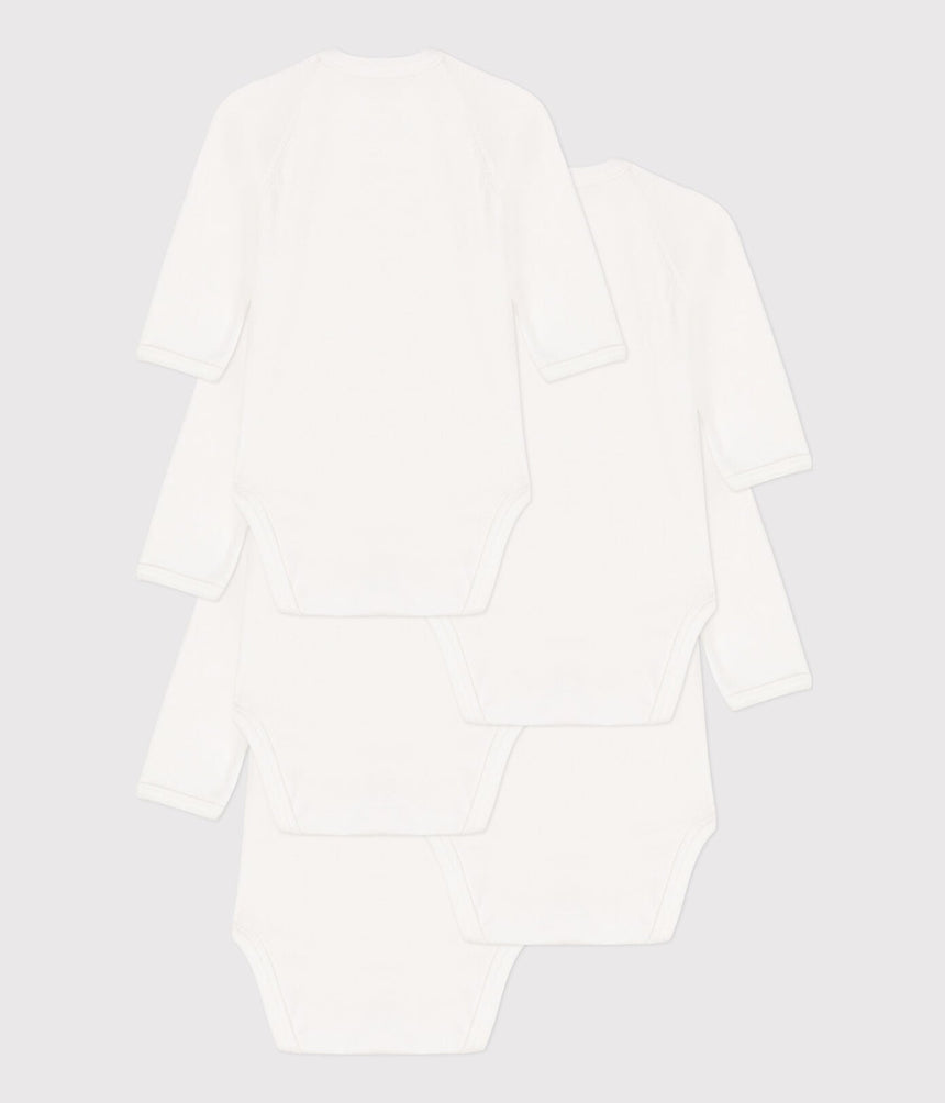 LONG-SLEEVED WRAPOVER COTTON BODYSUITS - 5-PACK