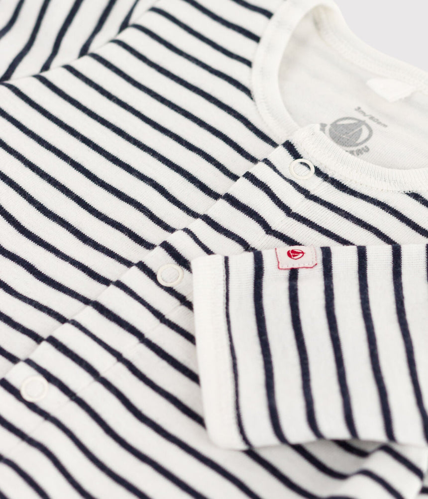BABIES' STRIPY COTTON BODYJAMA