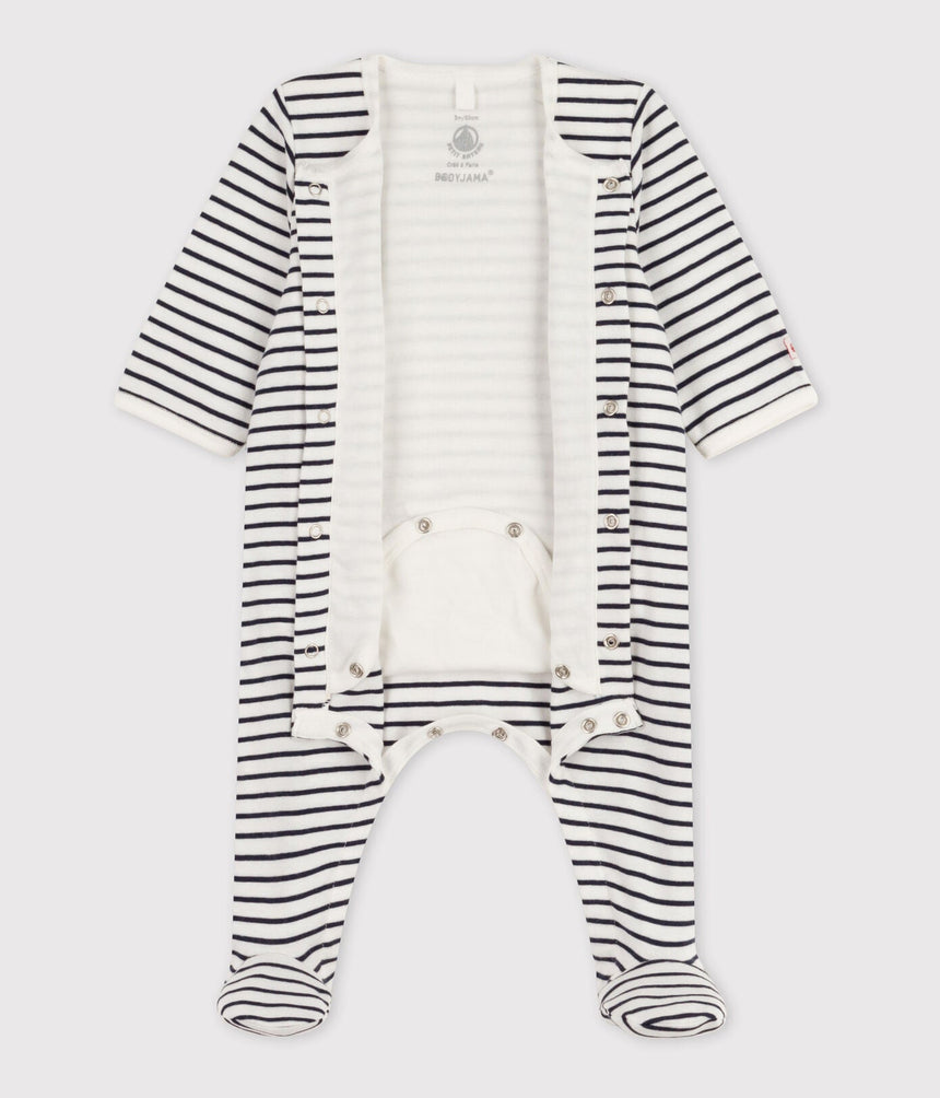 BABIES' STRIPY COTTON BODYJAMA