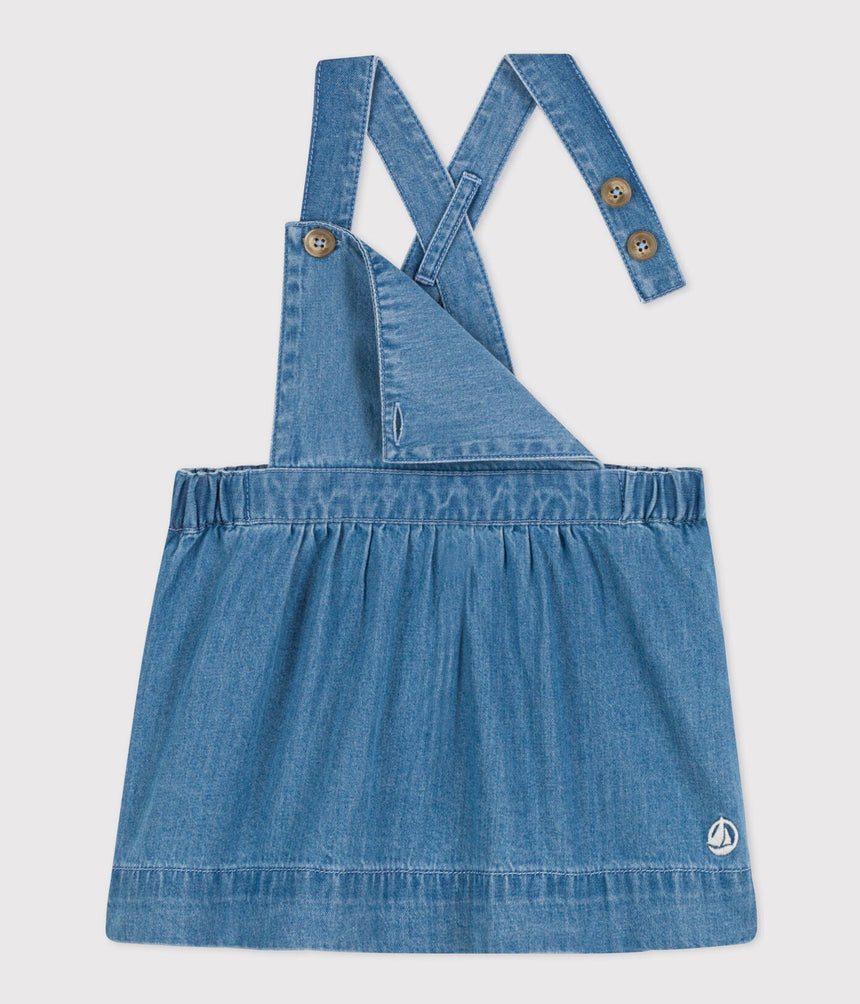 BABIES' SLEEVELESS LIGHT DENIM DRESS