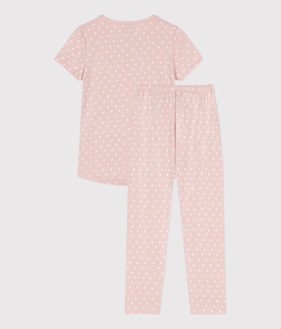GIRLS' SHORT-SLEEVED SPOTTED COTTON PYJAMAS
