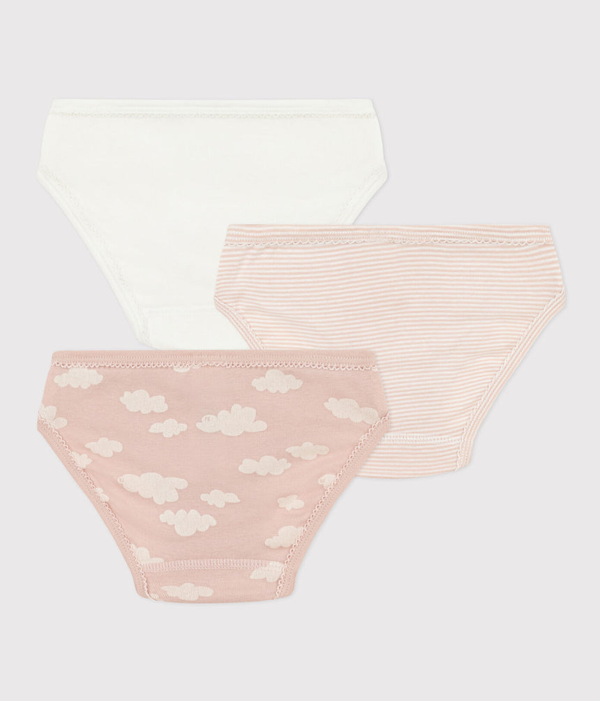 GIRLS' CLOUD PATTERNED COTTON BREIEFS - 3 - PACK