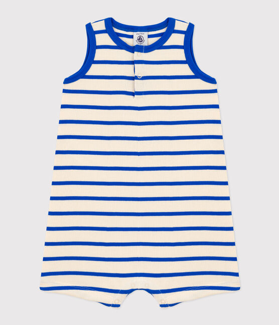 BABIES STRIPED RIB-KNIT PLAYSUIT
