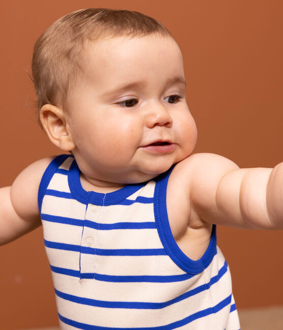 BABIES STRIPED RIB-KNIT PLAYSUIT