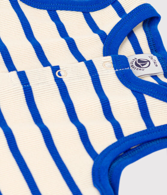 BABIES STRIPED RIB-KNIT PLAYSUIT